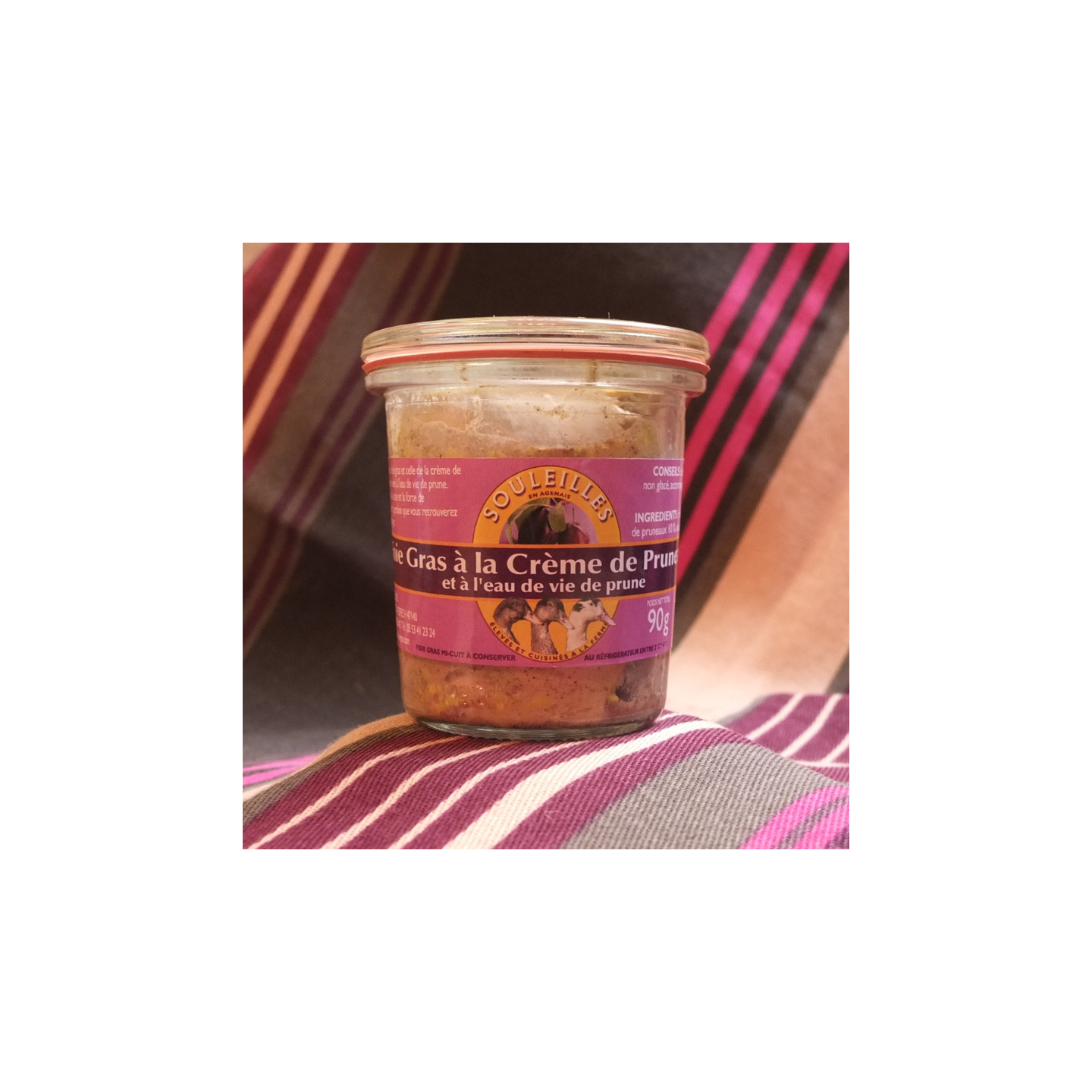 Foie Gras mi-cuit à la crème de pruneaux et à l'eau de vie de prune 90g