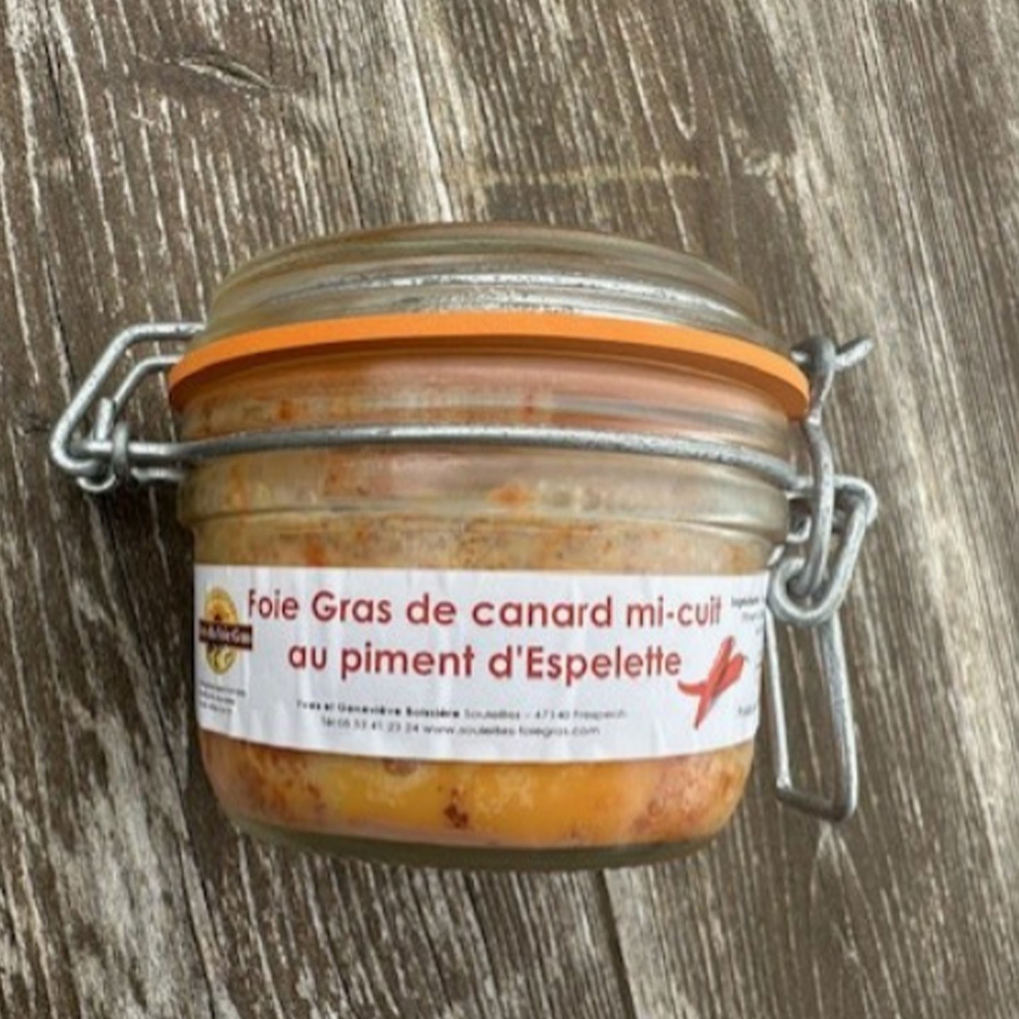 Foie Gras Entier Mi-Cuit au Piment d'Espelette 130g - COMMANDE PAR TÉLÉPHONE